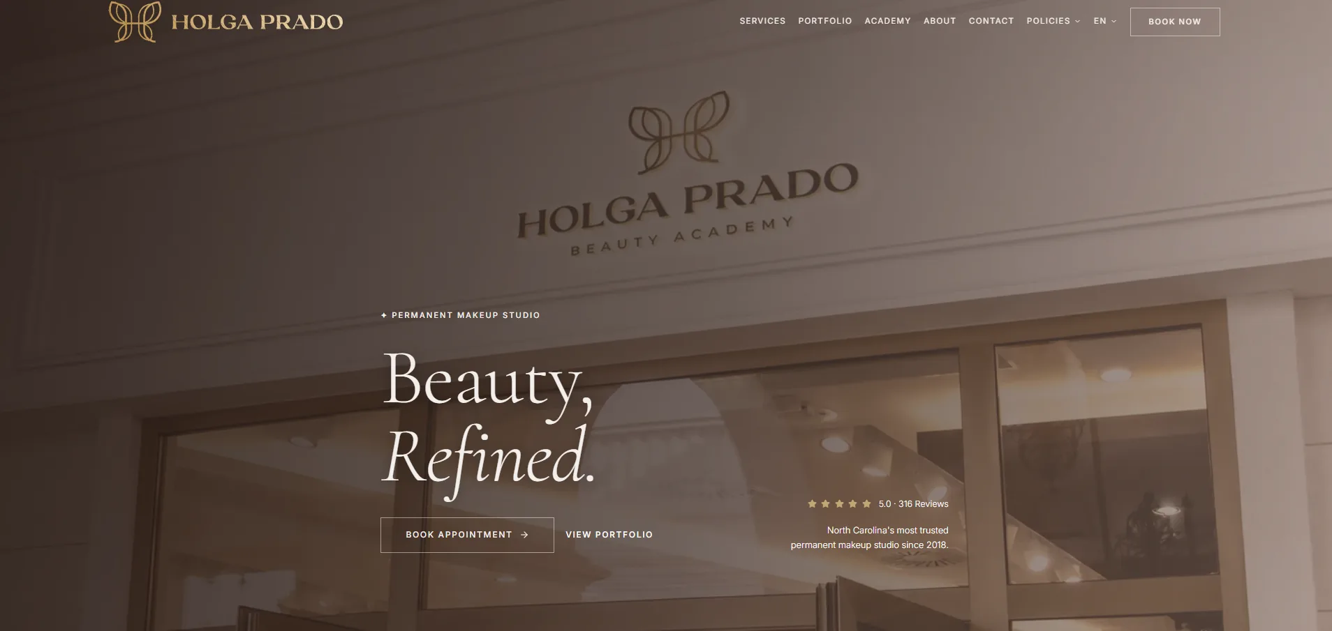 Holga Prado Beauty website screenshot